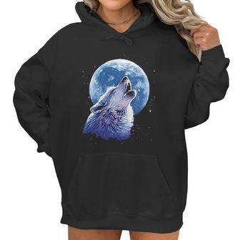 Call Of The Wild Howling The Full Moon Alpha Wolf Women Hoodie | Favorety