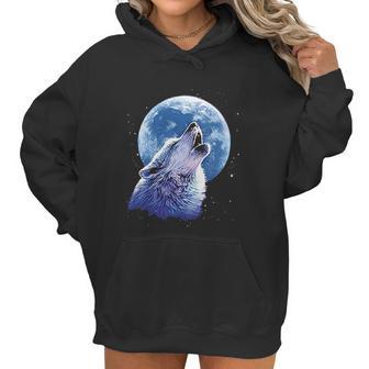 Call Of The Wild Lone Wolf Howling At The Moon Wildlife Women Hoodie | Favorety AU