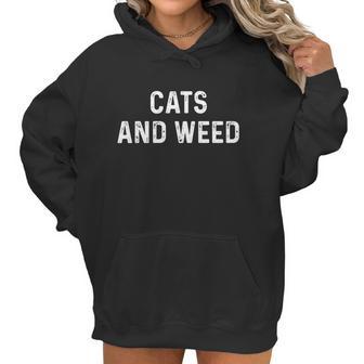 Cats And Weed Funny Cannabis Stoner Marijuana Cat Mom Dad Funny Gift Women Hoodie | Favorety CA