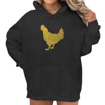 Chicken Ladies Glitter Print Chicken White Tee Top Women Hoodie | Favorety CA