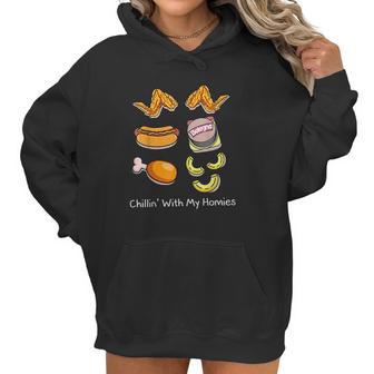 Chillin With My Homies Chicken Wing Dodger Dog Women Hoodie | Favorety AU