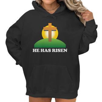 Christian Easter He Has Risen Christianity Cross Women Hoodie | Favorety CA