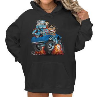 Classic Funny Sixties Sports Car Racing Hot Rod Cartoon Women Hoodie | Favorety