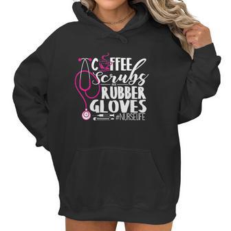 Coffee And Rubber Gloves Nurselife Night Shift Gift Women Hoodie | Favorety UK