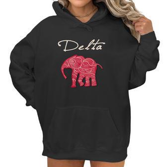 Womens Delta Elephant Crimson Designs Women Hoodie | Favorety CA