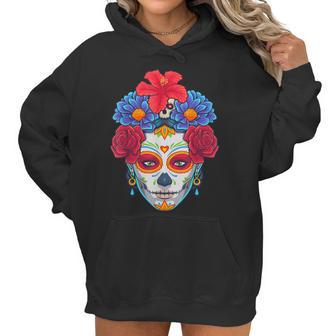 Floral Sugar Skull Day Of The Dead Dia De Muertos Women Women Hoodie | Favorety UK