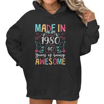 Flowers Vintage Made In 1980 40Th Birthday Gift 40 Years Old Women Hoodie | Favorety