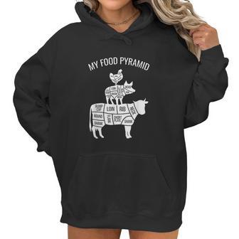 My Food Pyramid Funny Carnivore Cow Pig Chicken Women Hoodie | Favorety AU