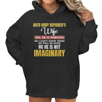 Funny Auto Body Repairers Wife Gift Yes Hes Working Women Hoodie | Favorety DE