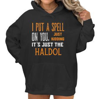 Funny Halloween Nurse Rn Medical Haldol Spell Medical Er Icu Women Hoodie | Favorety AU