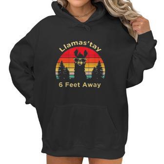 Funny Social Distancing Llama Retro Yoga Gift Women Hoodie | Favorety UK