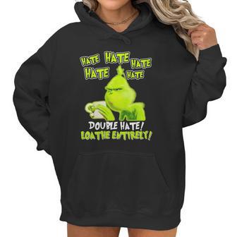 Grinch Drinking Coffee Double Hate Loathe Entirely Women Hoodie | Favorety CA