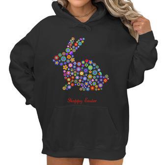 Happy Easter Bunny Rabbit Flowers Logo Women Hoodie | Favorety