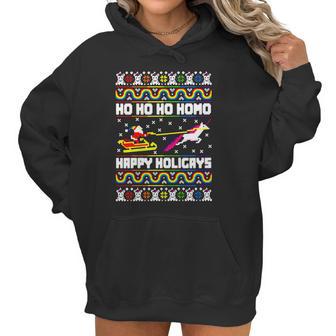 Ho Ho Ho Homo Happy Holigays Ugly Christmas Women Hoodie | Favorety UK