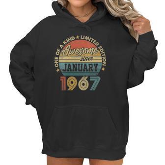 Womens January 1967 Vintage 55 Years Old Retro 55Th Birthday Gift V-Neck Women Hoodie | Favorety