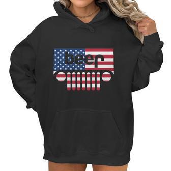 Jeep Beer American Flag Jeep And Beer Shirt Women Hoodie | Favorety