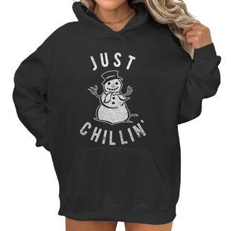 Just Chillin Snowman Cute Funny Christmas Winter Women Hoodie | Favorety UK