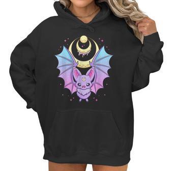 Kawaii Pastel Goth Cute Creepy Crescent Moon Bat Men Women T-Shirt Graphic Print Casual Unisex Tee Women Hoodie | Favorety AU