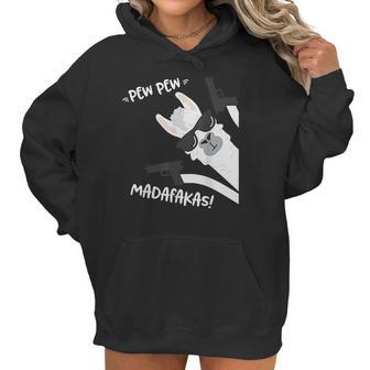 Llama Alpaca With Pistols Vintage Pewpewpew Madafakas Women Hoodie | Favorety UK