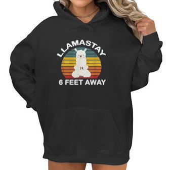 Llamastay 6 Feet Away Cute Yoga Llama Stay Social Distancing Women Hoodie | Favorety DE