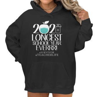 The Longest School Year Ever Apple Wearing Face Mask Teacher 2021 Ver2 Women Hoodie | Favorety UK