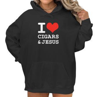 I Love Cigars Jesus Cool Christian Smoker Humor Women Hoodie | Favorety DE