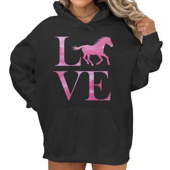 Love Horses Pink Logo Women Hoodie | Favorety