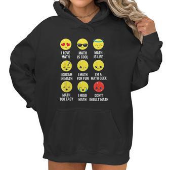 I Love Math Emoji Emoticons Teacher Mathletes Graphic Women Hoodie | Favorety CA