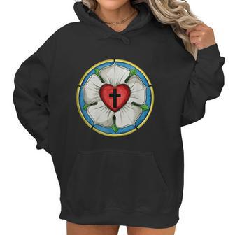 Luther Rose Seal Lutheran Symbol Christian Cross Graphic Design Printed Casual Daily Basic Women Hoodie | Favorety DE