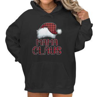 Mama Claus Santa Hat Red Buffalo Plaid Christmas Women Hoodie | Favorety DE