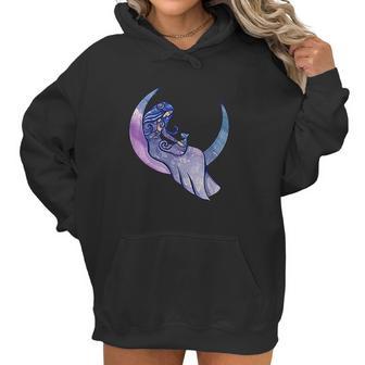 Moon Goddess Cat Person Artwork Moon Child Cat Women Hoodie | Favorety