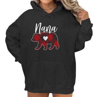 Nana Bear Christmas Buffalo Plaid Red White Women Hoodie | Favorety CA