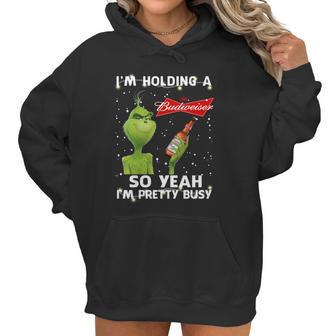 Official Christmas Sweater Im Holding A Budweiser Grinch Funny Beer Xmas Shirt Va11 Women Hoodie | Favorety UK