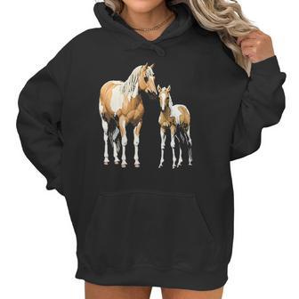 Palomino Pinto Mare Foal Paint Horses Women Hoodie | Favorety