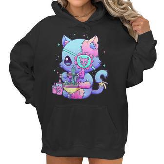 Pastel Goth Aesthetic Kawaii Creepy Cat Eating Ramen Noodles Men Women T-Shirt Graphic Print Casual Unisex Tee Women Hoodie | Favorety CA