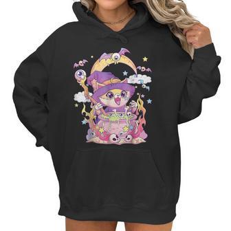 Pastel Goth Wiccan Cat Cute Creepy Witchy Cat Halloween Men Women T-Shirt Graphic Print Casual Unisex Tee Women Hoodie | Favorety