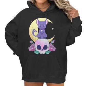 Pastel Goth Witchy Cat Cute Creepy Wiccan Cat And Skull Men Women T-Shirt Graphic Print Casual Unisex Tee Women Hoodie | Favorety AU