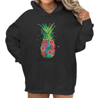 Pineapple Flowers Women Aloha Hawaii Vintage Hawaiian Women Hoodie | Favorety