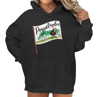 Poguelandia Flag With Chicken In Coconut Bra Women Hoodie | Favorety CA