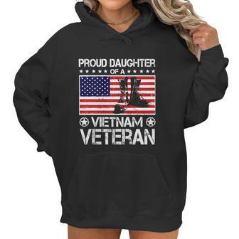 Proud Daughter Of Vietnam Veteran Us Flag Veteran Boots Graphic Design Printed Casual Daily Basic Women Hoodie | Favorety DE