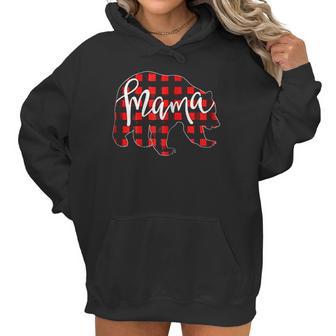 Red Plaid Mama Bear Buffalo Mom Women Hoodie | Favorety AU