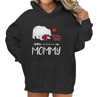 Red Plaid Mommy Bear Two Cubs Matching Buffalo Xmas Women Hoodie | Favorety DE