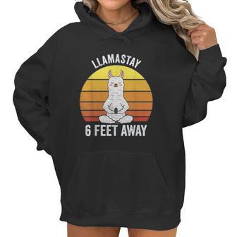 Retro Llamastay 6 Feet Away Llama Social Distancing Women Hoodie | Favorety DE