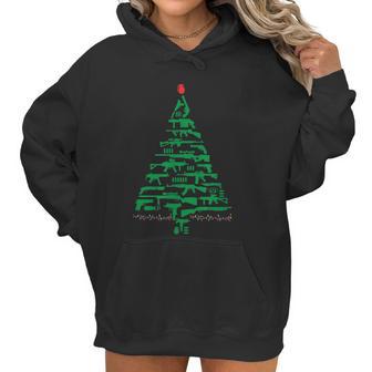 Rifle Weapon Gun Christmas Tree For Weapon Fools & Patriots Graphic Design Printed Casual Daily Basic Women Hoodie | Favorety AU