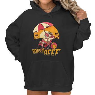 Roast Beef Funny Cow Sunbathing On The Beach Women Hoodie | Favorety AU