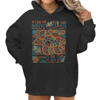 Sea Turtle Inspired By Mola Artwork Of Panama Kuna Women Hoodie | Favorety DE