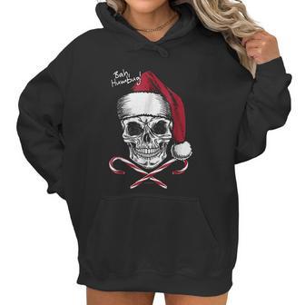 Skull Bah Humbug Christmas Funny Santa Women Hoodie | Favorety