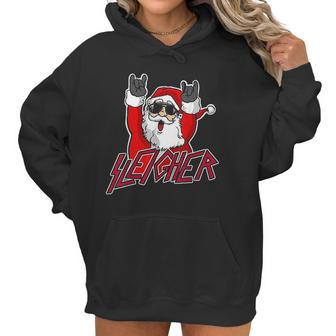 Sleigher Santa Claus Metal Christmas Funny Hail Santa Women Hoodie | Favorety UK