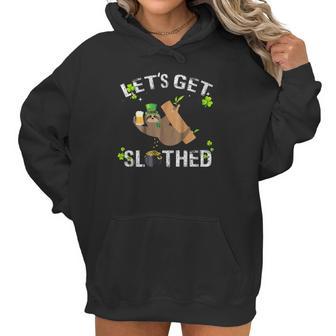 Lets Get Slothed Shamrocked Sloth Paddy Day Women Hoodie | Favorety CA