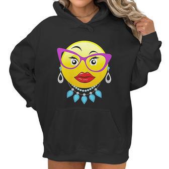 Smiling Emojis Lady Bling Face Glasses Women Women Hoodie | Favorety DE